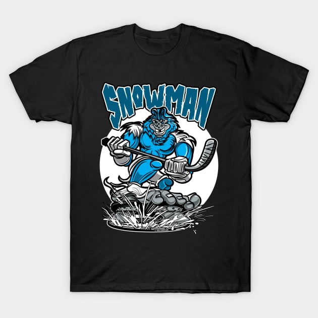 Abominable Snowman Hockey Player Mascot T-Shirt by eShirtLabs